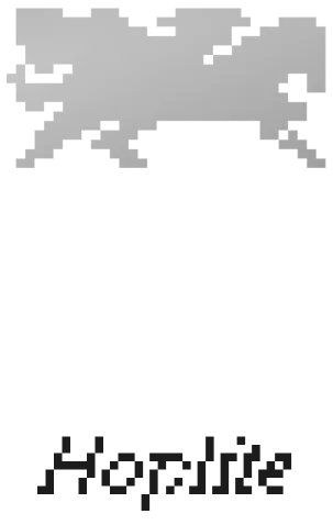Hoplite mark and wordmark at dither level 5 of 5